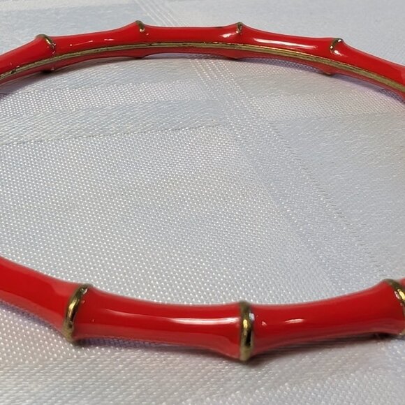 BRACELET BANGLE RED METAL BAMBOO STYLE WOMAN FASHION WEAR WOMEN CASUAL JEWELRY - Picture 7 of 15